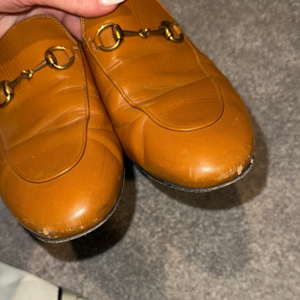 Gucci Princetown Cognac Leather Loafer Mules - Picture 6 of 9